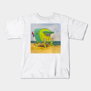 Cute Lifeguard tower in South Beach Miami Florida Kids T-Shirt